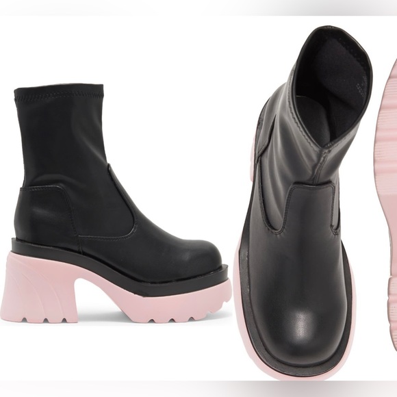 Call It Spring Shoes - Aryana Platform Black and Pink Bottom Boot Size 9.  Minor Scuffs, see pictures.